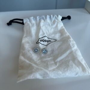 Fossil Blue Mother of Pearl Mosaic Stud Earrings Brand New